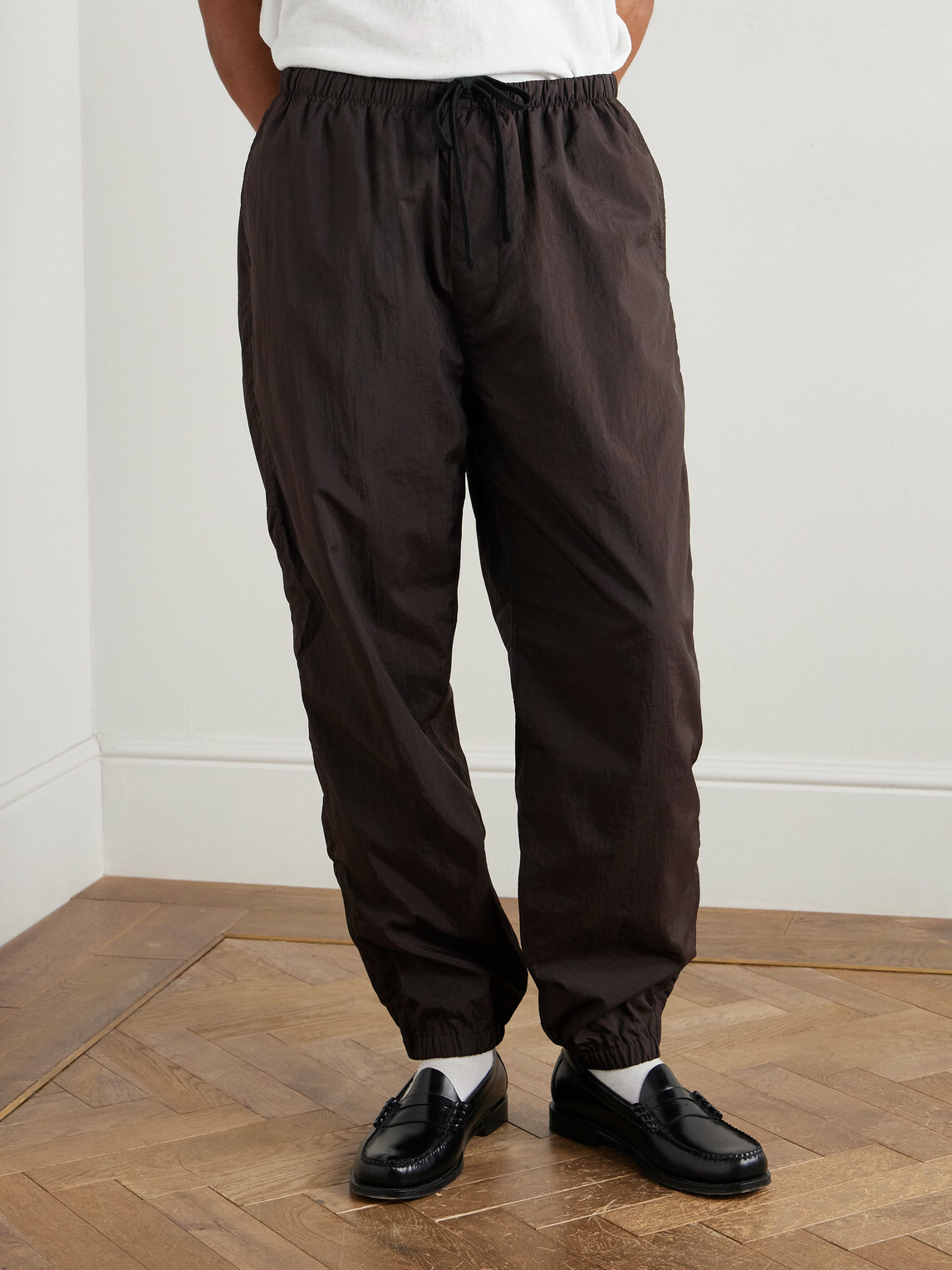 Kaptain Sunshine - Tapered Crinkled-Shell Trousers - Brown