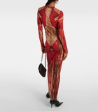 Jean Paul Gaultier Printed mesh maxi dress