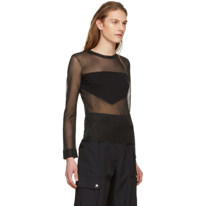Neil Barrett Black Graphic Transparent Knit Pullover