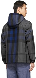 Burberry Blue & Grey Check Hooded Jacket