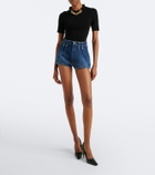 Mugler Pleated denim shorts
