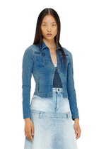 Diesel One-button denim shirt with patch effects - Tops Womens in Blue