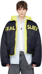 JW Anderson Navy & Yellow 'Real Sleep' Bomber Jacket