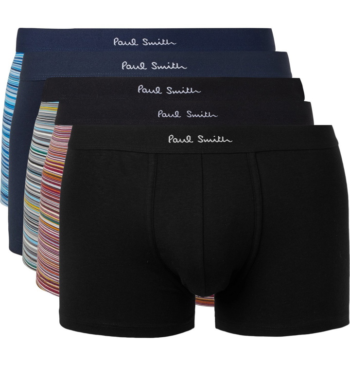 Photo: PAUL SMITH - Five-Pack Stretch-Cotton Boxer Briefs - Multi