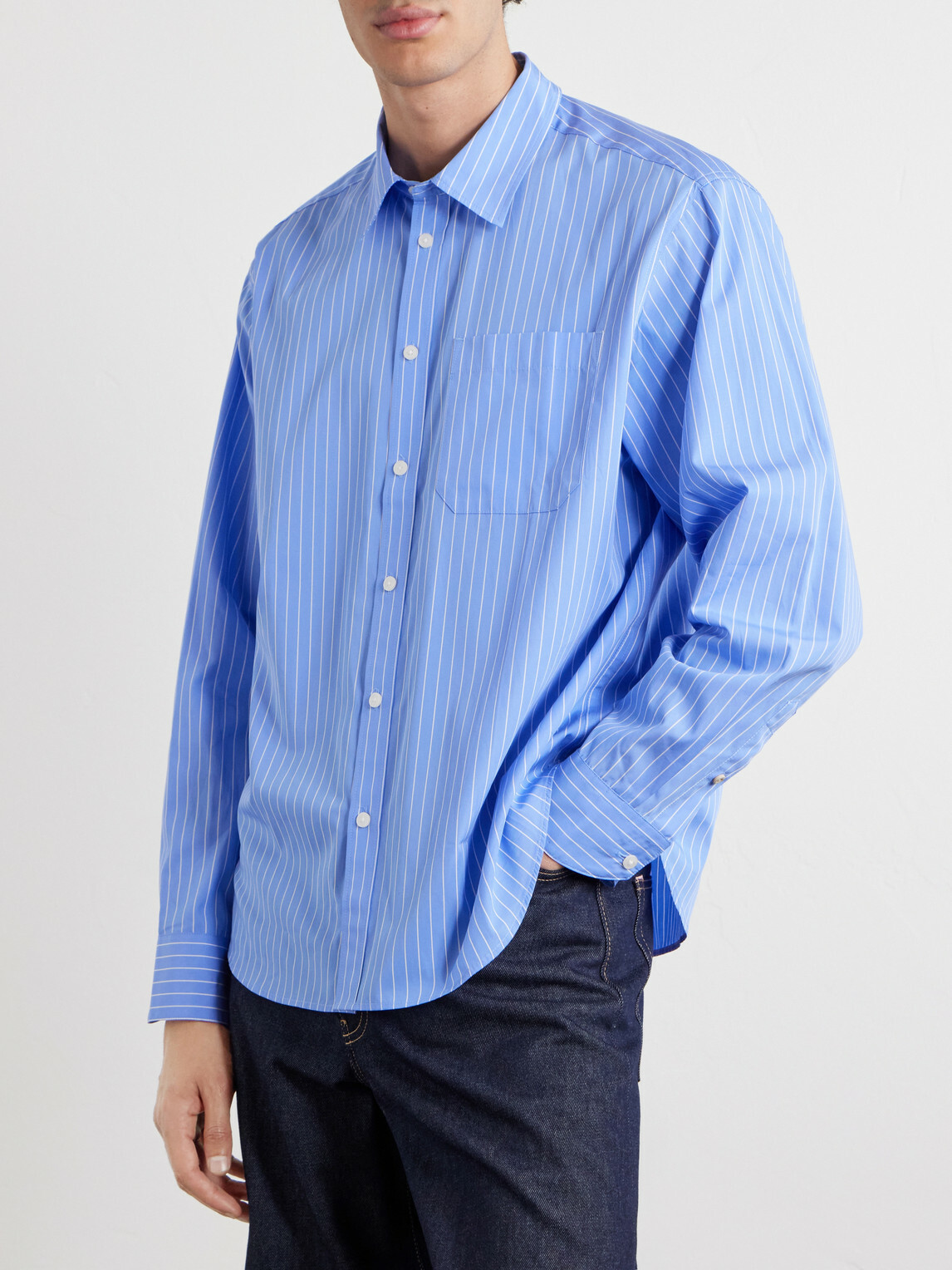 Rag & Bone - Striped Cotton-Poplin Shirt - Blue