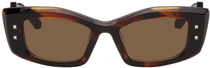 Photo: Valentino Garavani Tortoiseshell IV Rectangular Frame Sunglasses