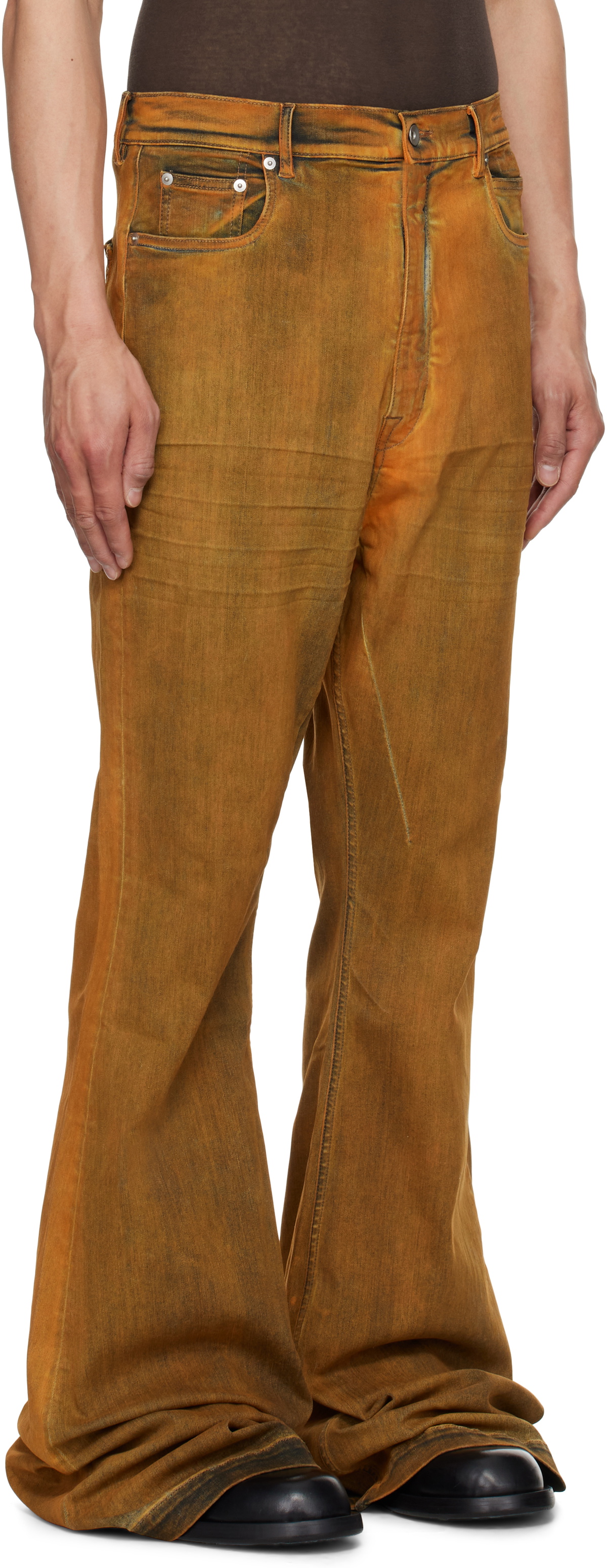 Rick Owens DRKSHDW Orange Hollywood Bolan Bootcut Jeans Rick Owens