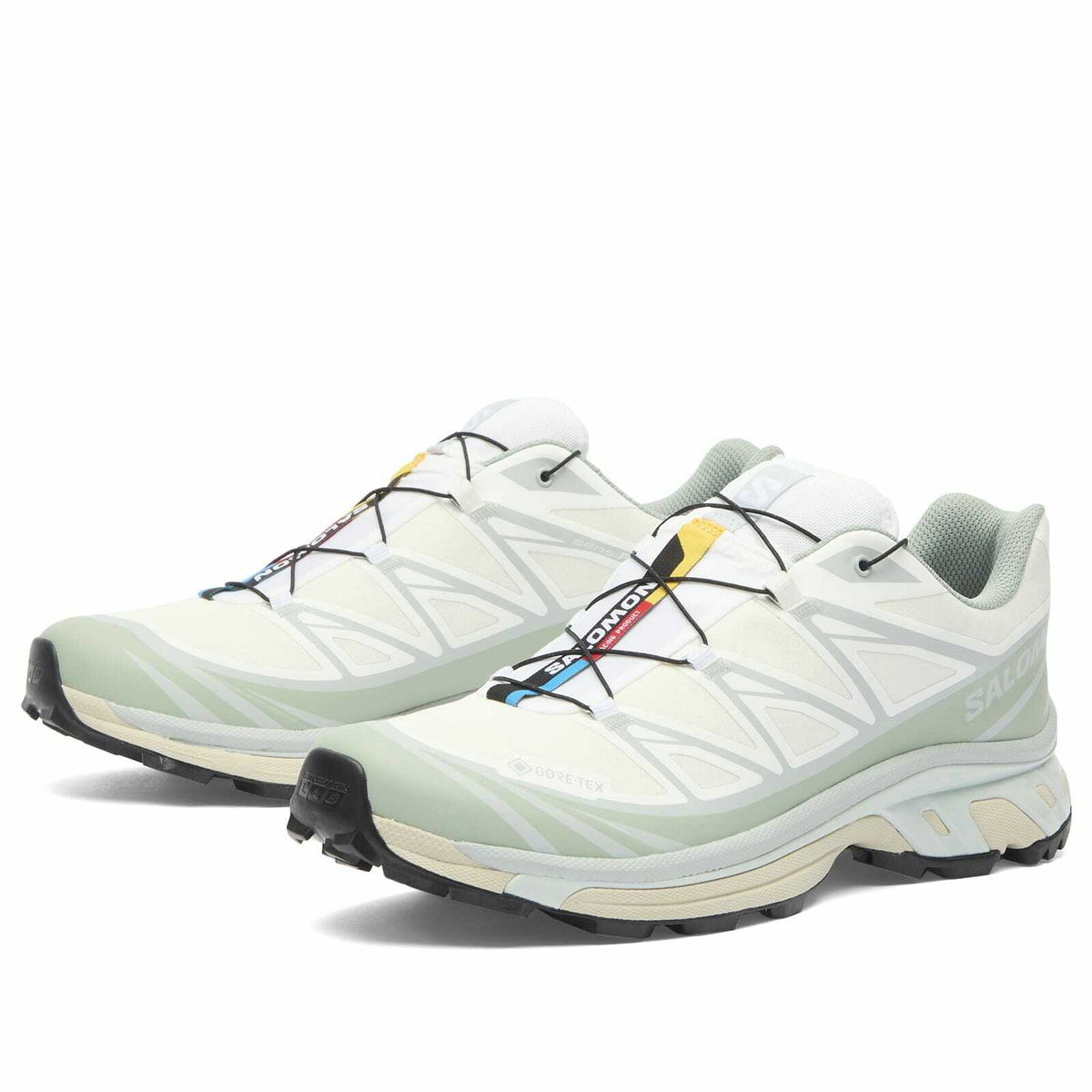 Salomon XT-6 GTX Sneaker in White/Green Milieu/Ice Flow