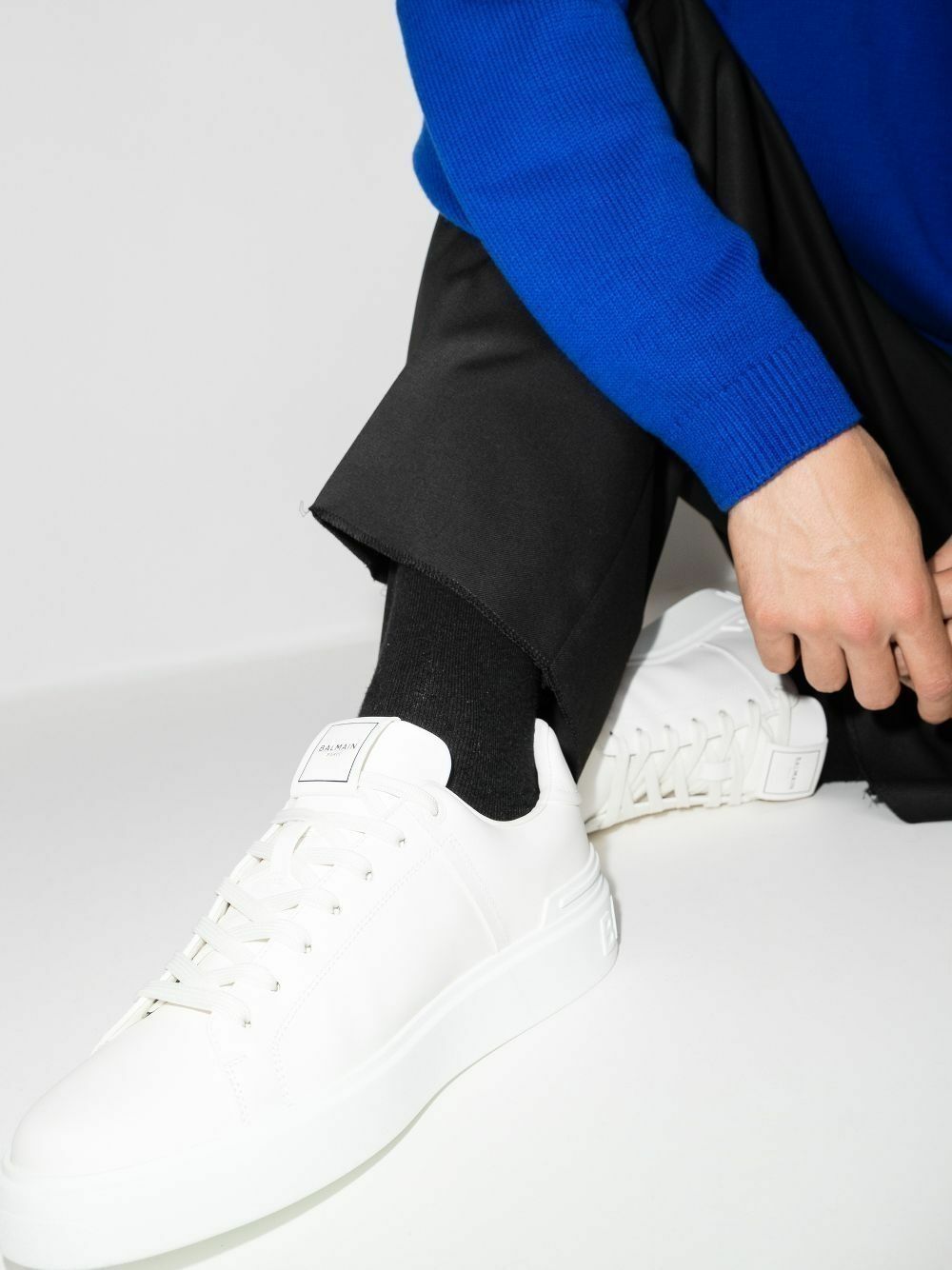 スニーカー Balmain B-Court' White Leather Sneakers B-Court smooth leather sneakers white white - Men | BALMAIN