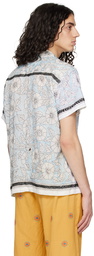 HARAGO White & Blue Floral Shirt