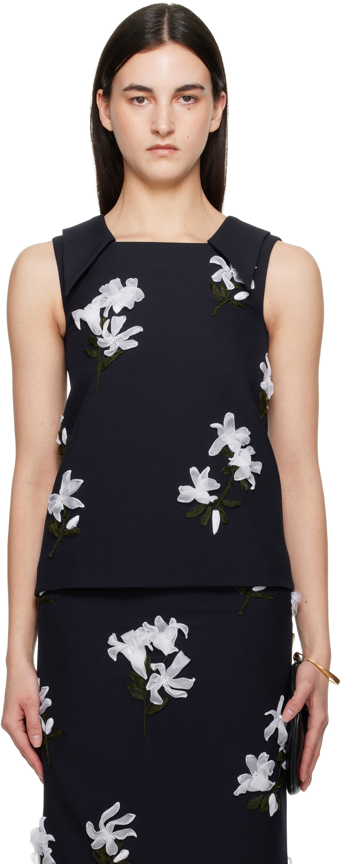 SHUSHU/TONG Navy Lapel Vest Top
