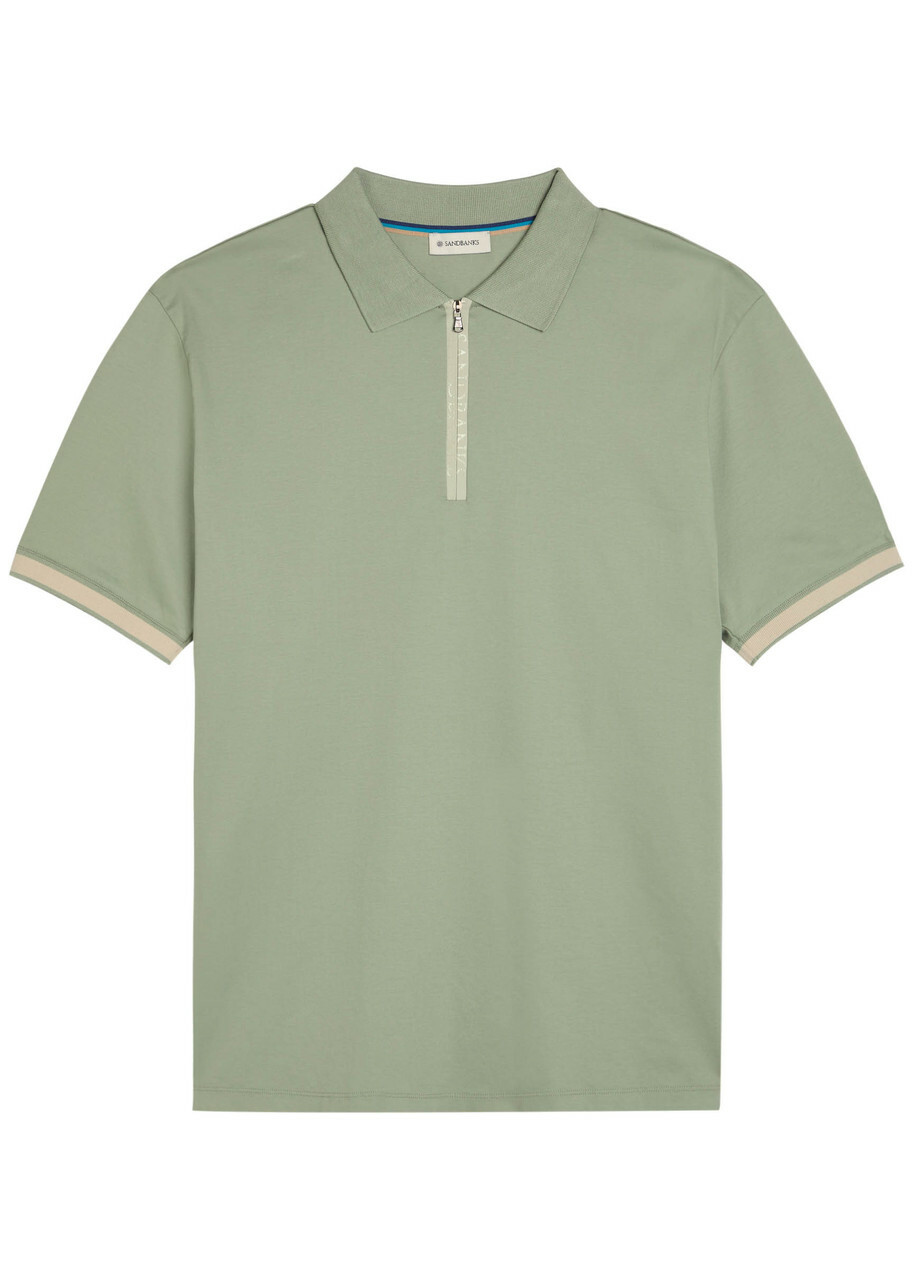Sandbanks Logo Cotton Polo Shirt Sage