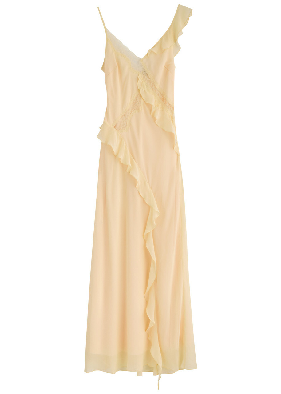 Bec & Bridge Knox Lace-trimmed Silk-chiffon Maxi Dress Yellow