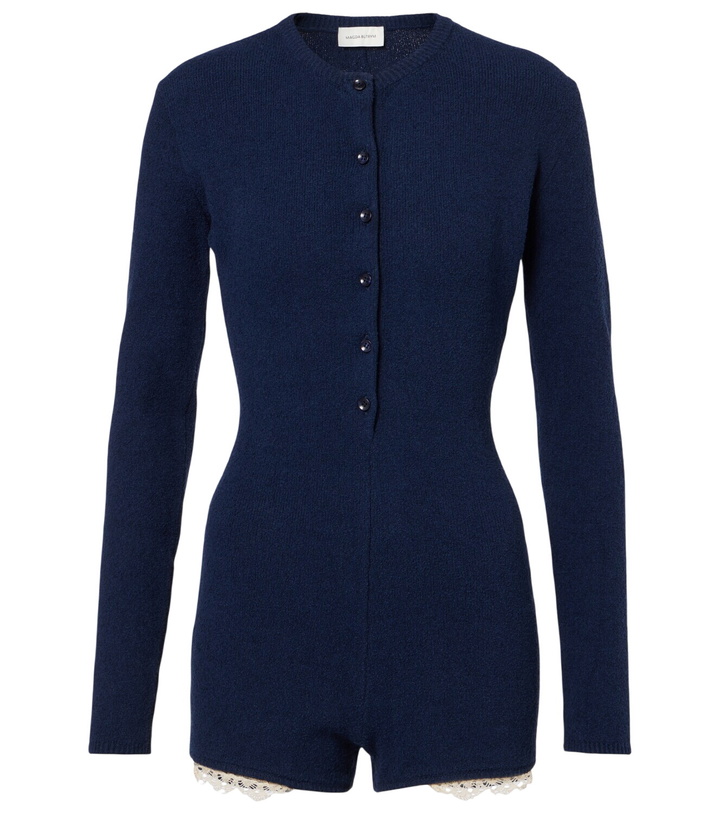 Photo: Magda Butrym Lace-trimmed knitted cotton-blend romper