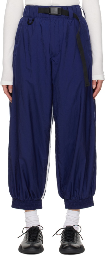 Photo: Y-3 Blue 3-Stripes Nylon Shell Lounge Pants