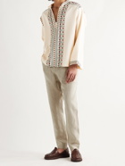 ISABEL MARANT - Necim Tapered Linen-Chambray Drawstring Trousers - Neutrals