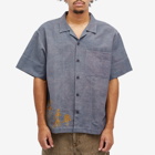 Story mfg. Men's Greetings Embroidered Vacation Shirt in Purple Herb