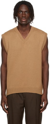 Ernest W. Baker Tan Alpaca V-Neck Vest