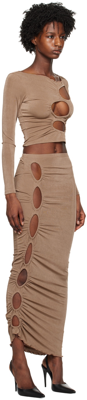TYRELL SSENSE Exclusive Brown Blouse & Midi Skirt Set