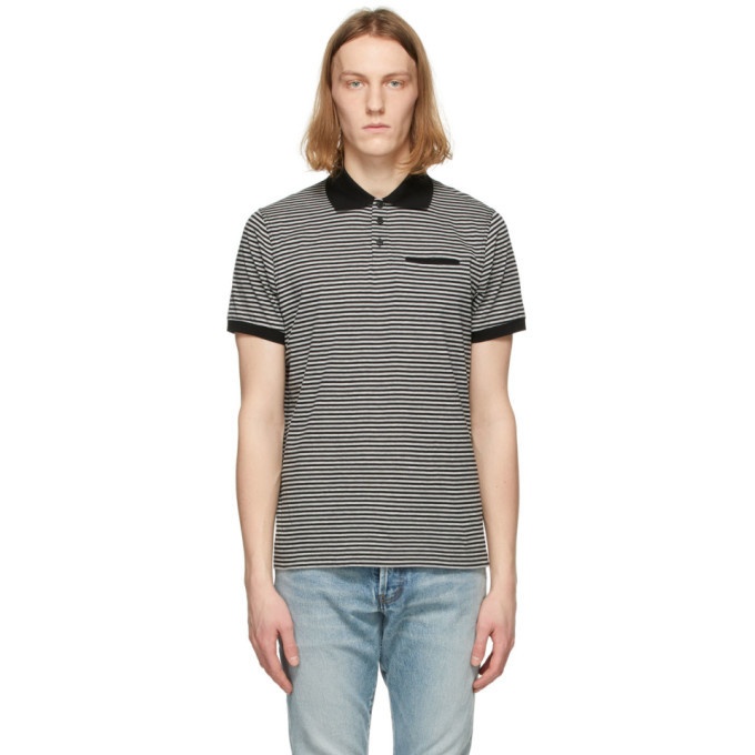 Photo: Saint Laurent Black and Grey Striped Polo