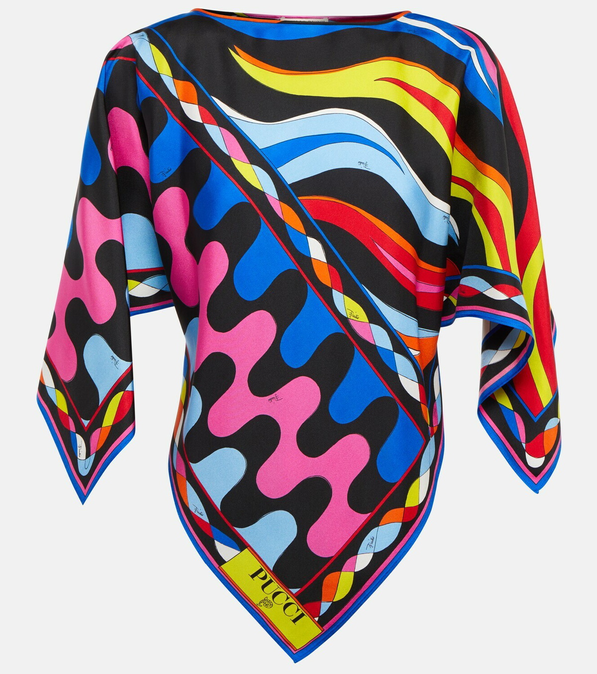 Pucci - Printed silk twill poncho Emilio Pucci