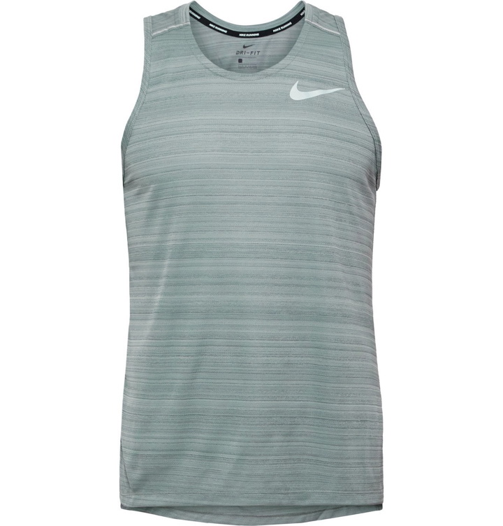 Photo: Nike Running - Miler Mélange Dri-FIT Mesh Tank Top - Gray