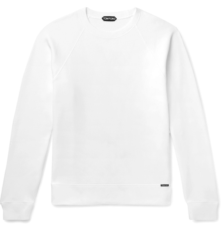 Photo: TOM FORD - Garment-Dyed Fleece-Back Cotton-Jersey Sweatshirt - White