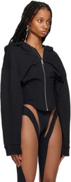 Mugler Black Corseted Hoodie