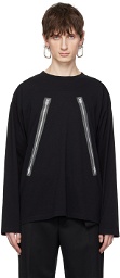 MM6 Maison Margiela Black Rasterised Zip Long Sleeve T-Shirt