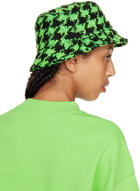 MSGM Black & Green Wool Bucket Hat