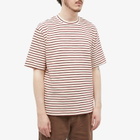 General Admission Men's Striped Slub T-Shirt in Natural Burgundy