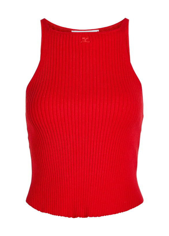 Photo: Courrèges Circled Ribbed Knit top Red