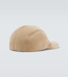 Moncler Grenoble Logo shearling-lined leather baseball cap
