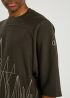 Rick Owens X Moncler Jumbo Embroidered Cotton T-shirt Brown