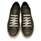 Saint Laurent Gold and Black Glitter Bedford Sneakers