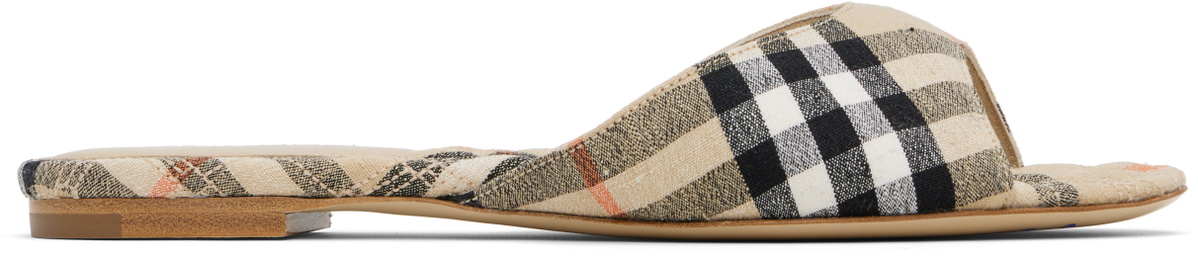 Burberry Beige Check Mews Sandals