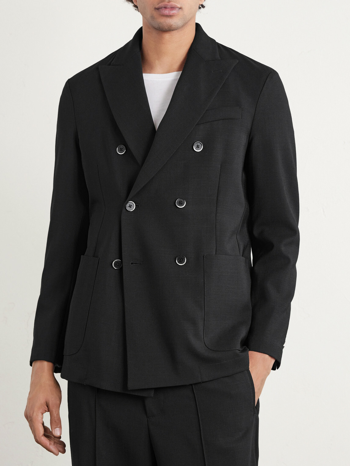 Barena - Double-Breasted Virgin Wool Suit Jacket - Black