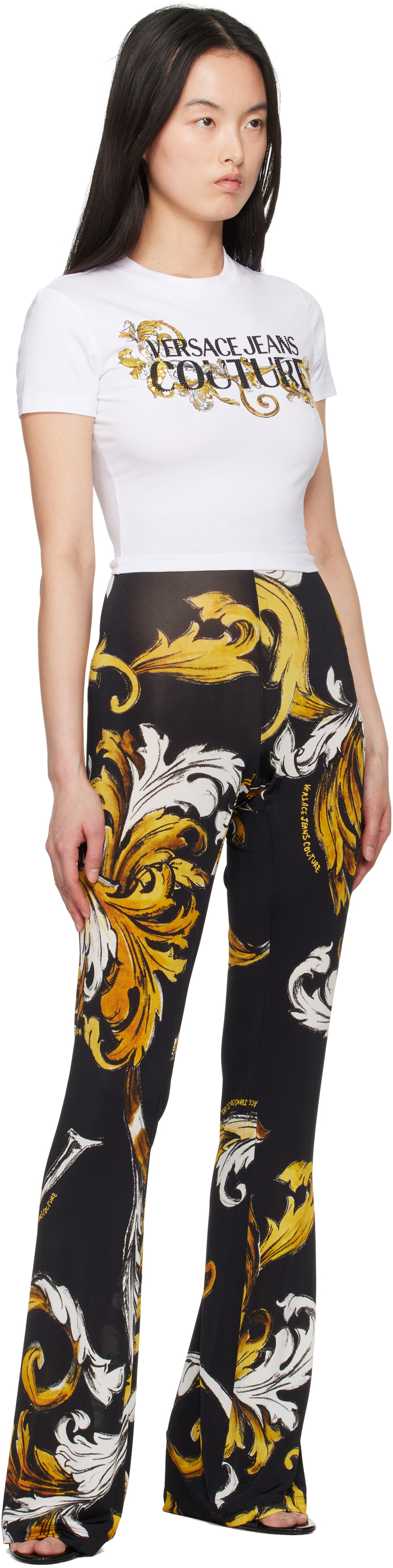 Versace Jeans Couture Black Flared Leggings