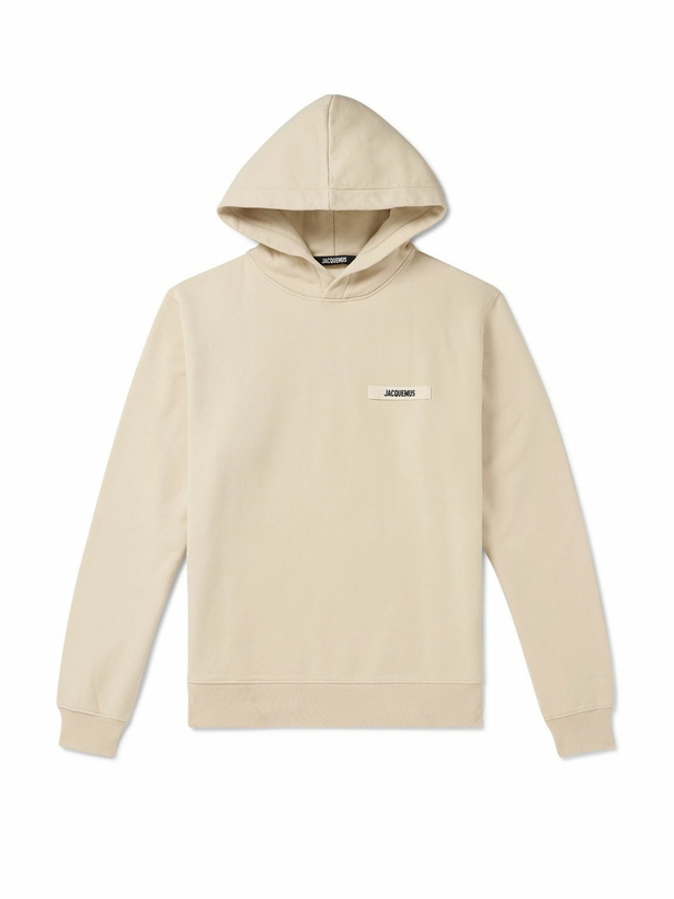 Photo: Jacquemus - Logo-Appliquéd Cotton-Jersey Hoodie - Neutrals