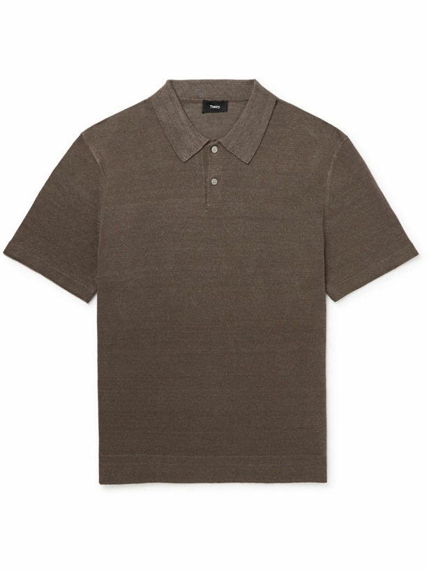 Photo: Theory - Goris Linen-Blend Polo Shirt - Brown