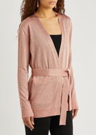 Missoni Belted Metallic-knit Cardigan Light Pink