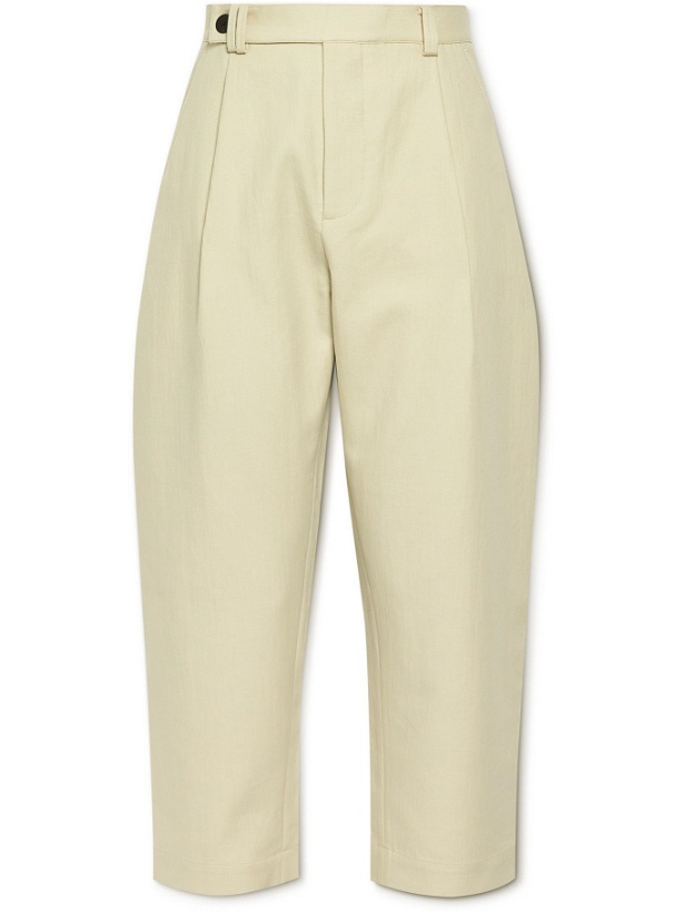 Photo: Studio Nicholson - Voli Tapered Cropped Pleated Cotton-Blend Trousers - Neutrals