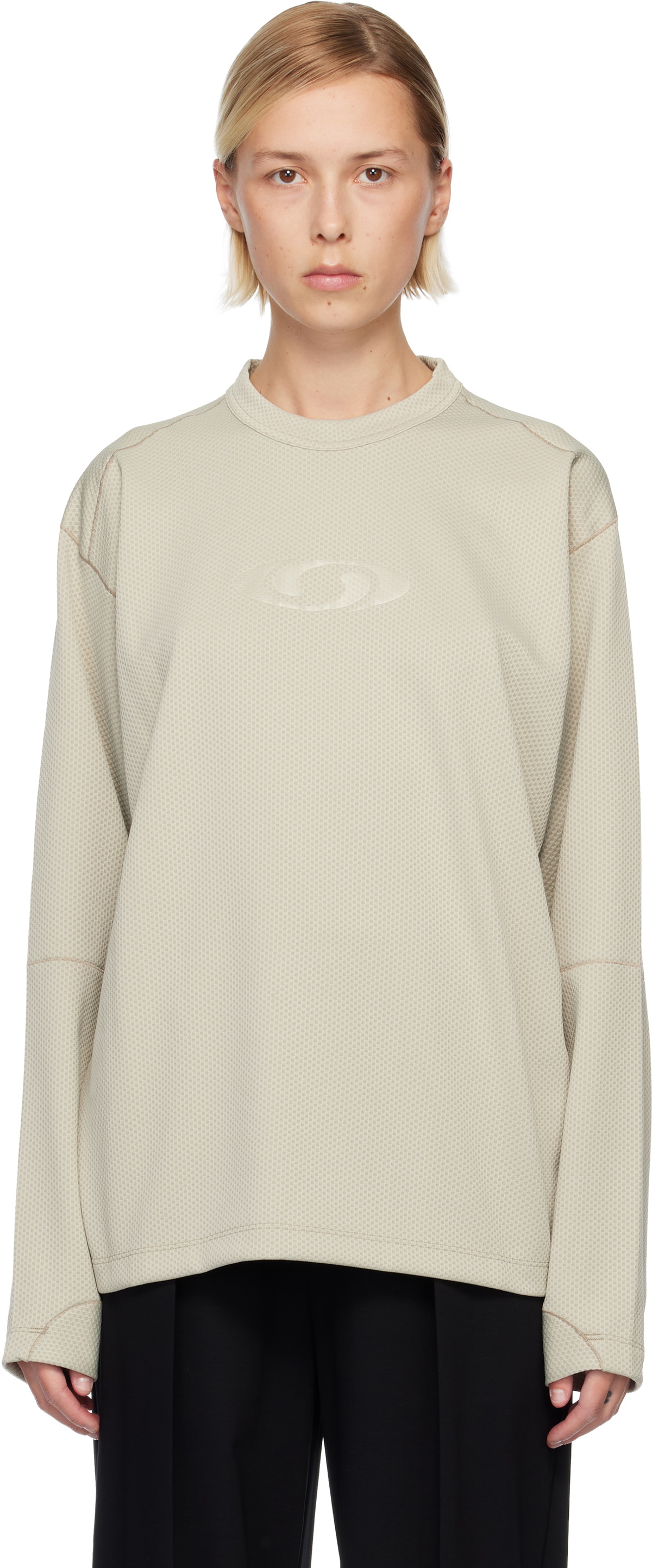 MM6 Maison Margiela Gray Salomon Edition Jersey Long-Sleeved Sweater