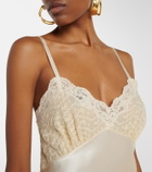 Saint Laurent Lace-trimmed silk satin slip dress