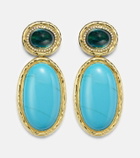 Octavia Elizabeth Bermuda Blue 18kt gold drop earrings with turquoise, tourmaline, and diamonds