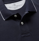 Brunello Cucinelli - Contrast-Tipped Cotton-Piqué Polo Shirt - Blue