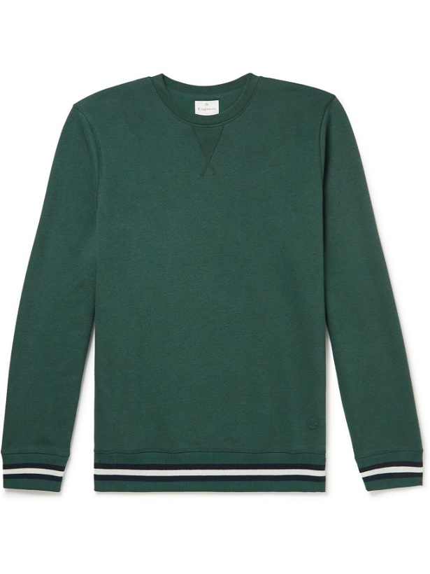Photo: Kingsman - Striped Cotton and Cashmere-Blend Jersey Sweatshirt - Green