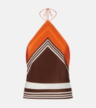 SIR Destino striped halterneck silk top