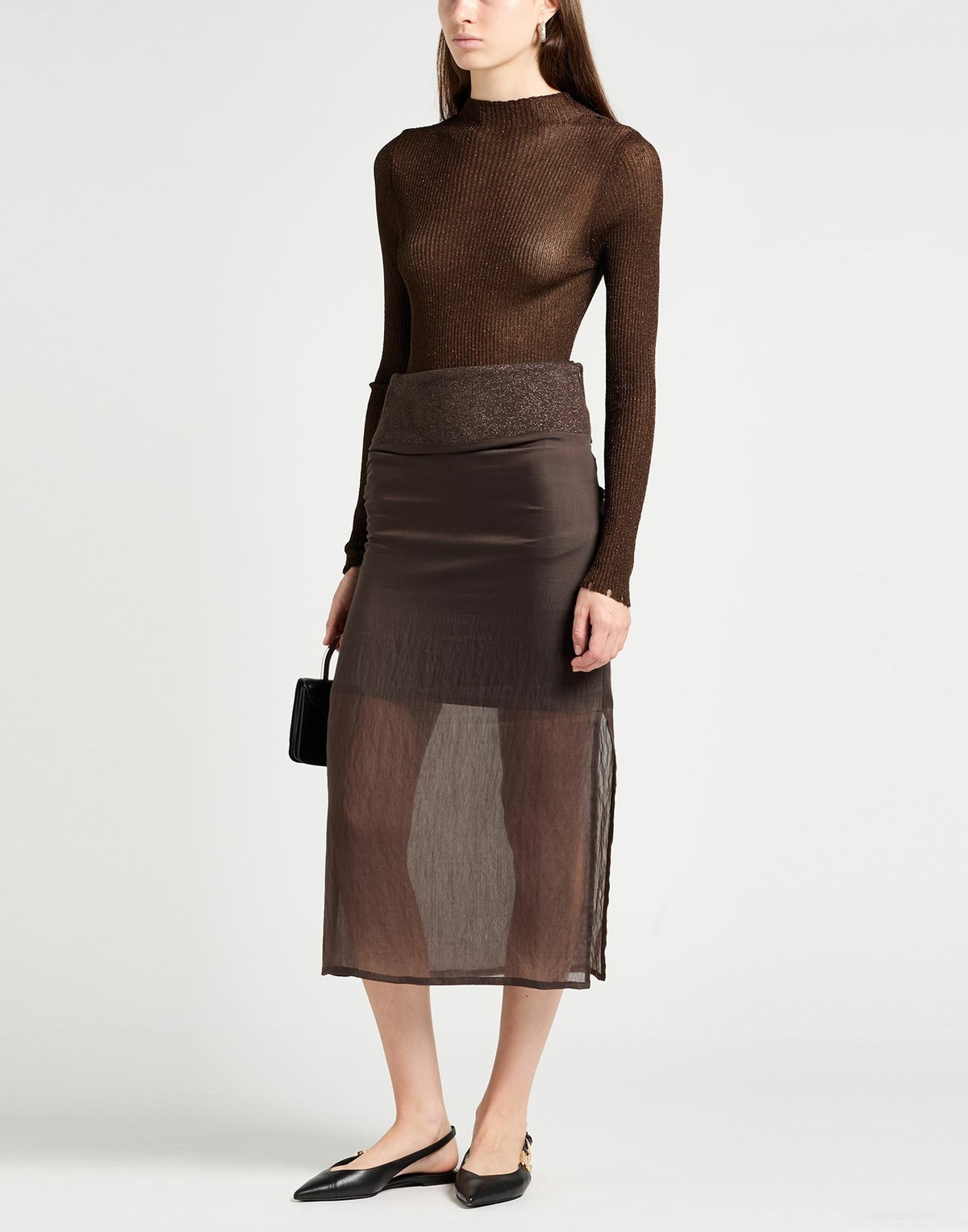 Peserico Womens Midi skirt in Dark brown