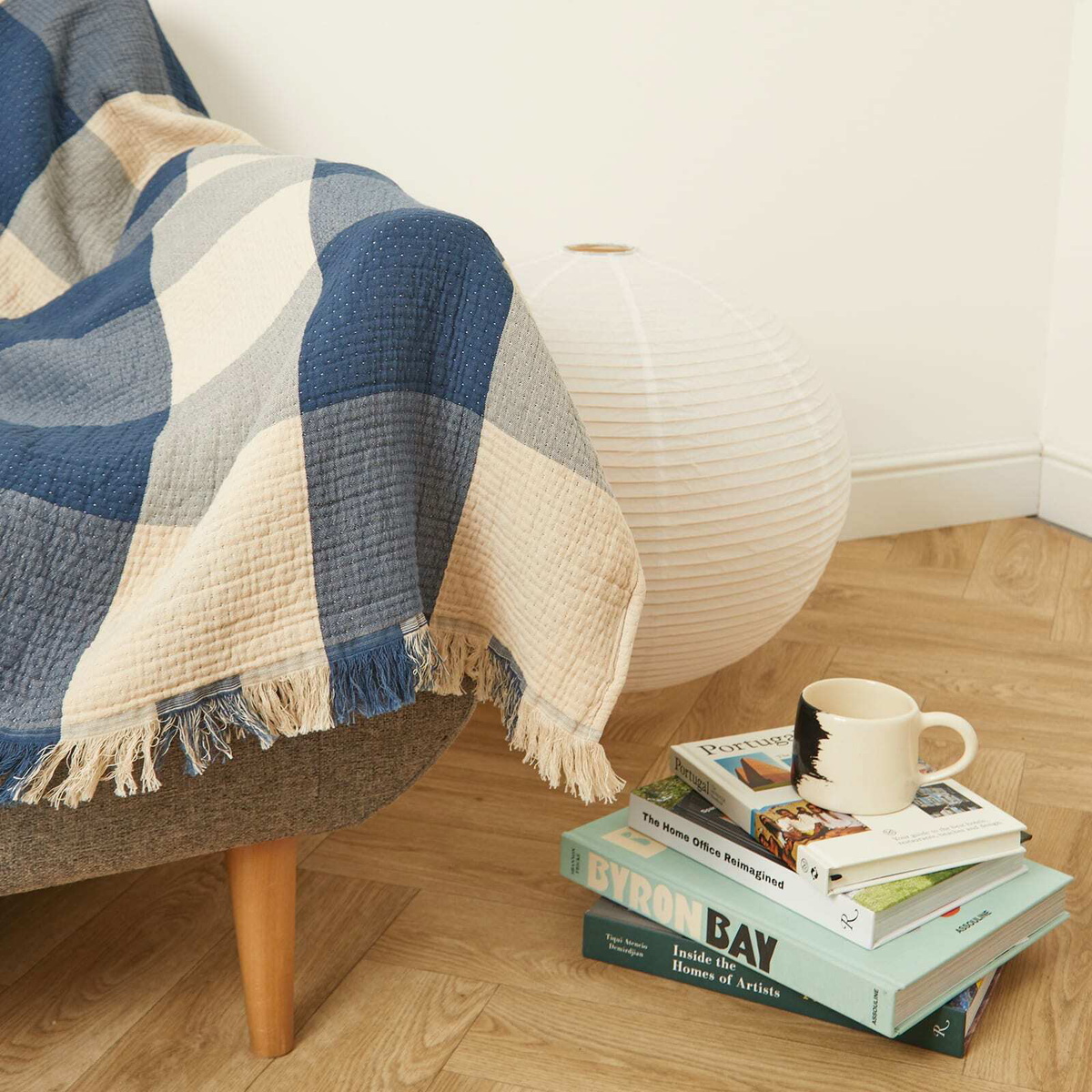 Pendleton Fringed Cotton Throw in Bock Plaid/Indigo 